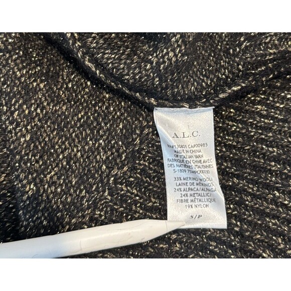 A.L.C. Womens Sweater Gray Bowen Merino Wool Alpaca Knit Metallic Pullover Small - Picture 10 of 11
